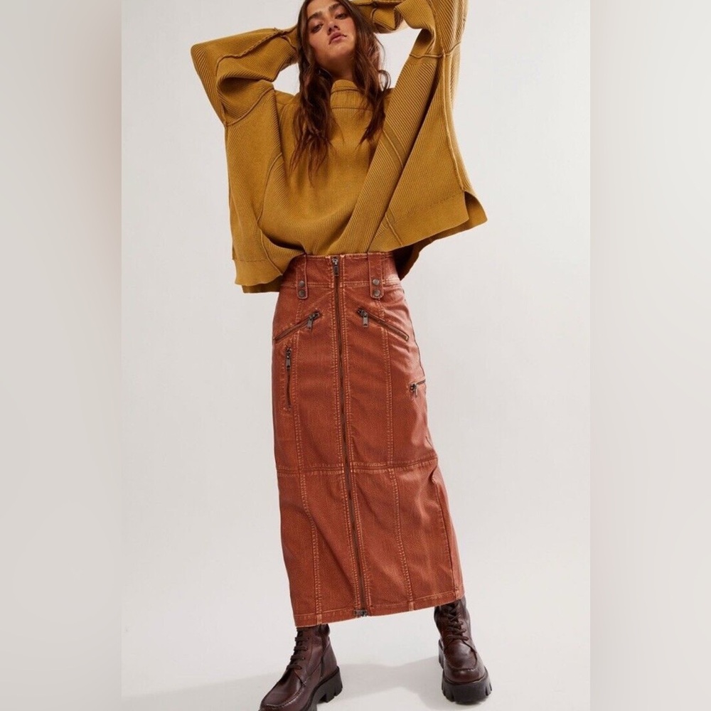 Free People Nowhere to Run Vegan Maxi Skirt NWOT SIZE 8